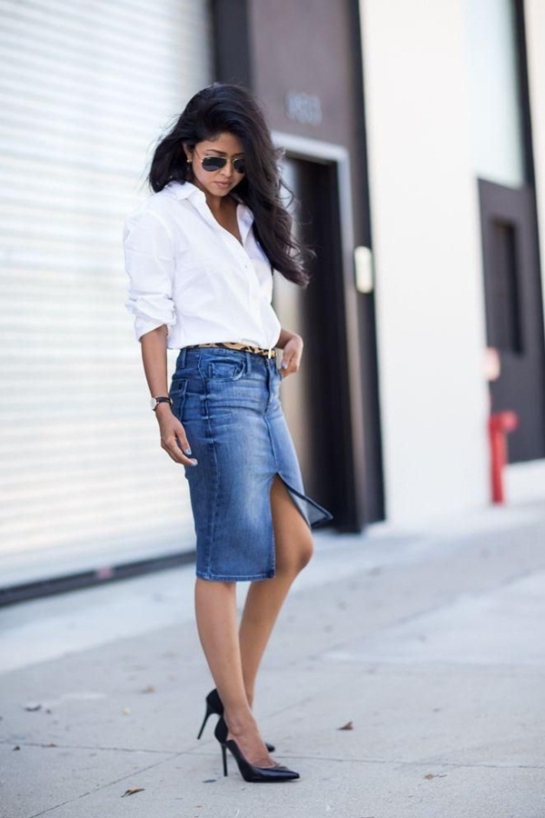 white long jean skirt
