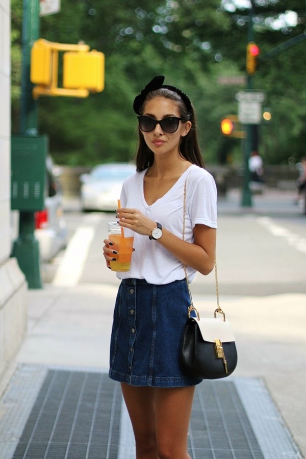 shirts to go with jean skirts