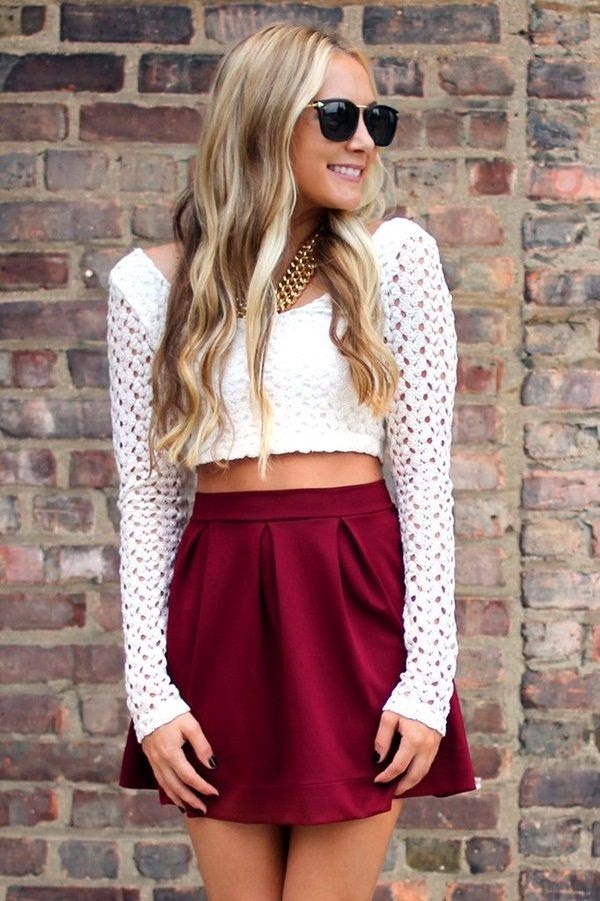 crop top outfits with long skirt