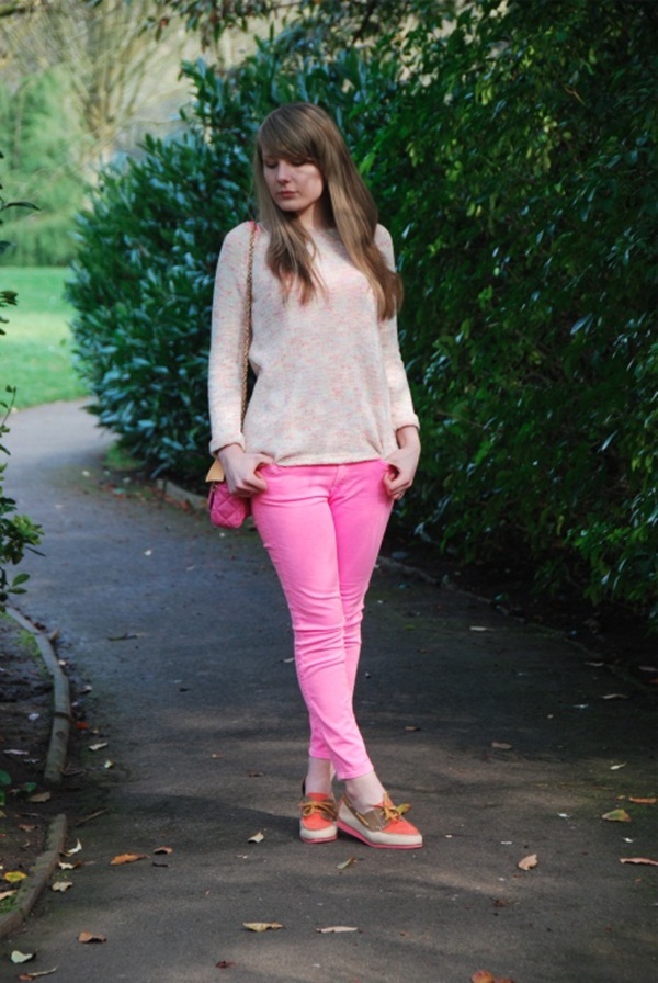 ladies pink skinny jeans