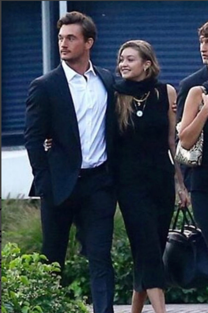 Gigi Hadid and Tyler Cameron at her grandmother's funeral